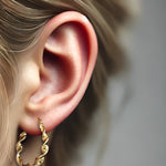 Intricate Gold Twisted Hoops Earrings 3.2cm