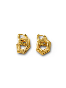 Artistic Gold Hexagonal Hoops Earrings