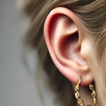 Intricate Gold Twisted Hoops Earrings 3.2cm