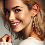 Artistic Gold Hexagonal Hoops Earrings