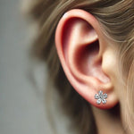 Silver Flourishing Flower Stud Earrings 0.7cm