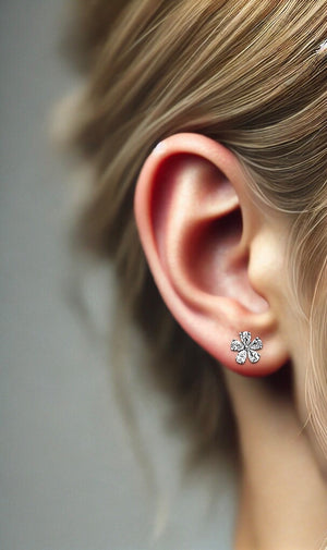 Silver Flourishing Flower Stud Earrings 0.7cm