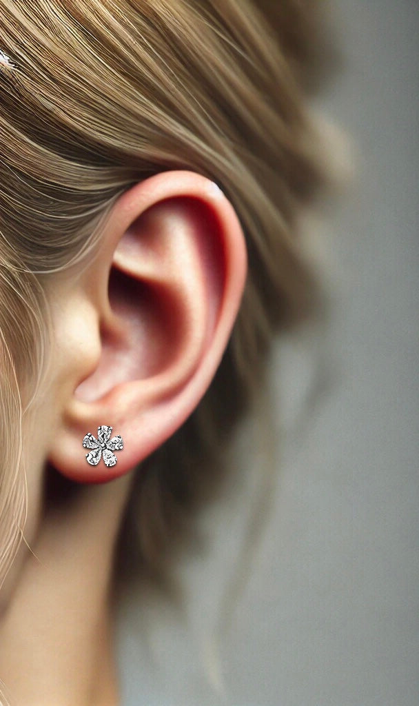 Silver Flourishing Flower Stud Earrings 0.7cm