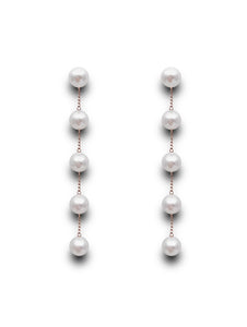 Gold Chic Chain Drops White Pearl Earrings 8cm