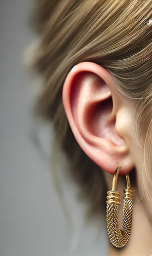 Gold Vintage Hoops Earrings 3.4cm