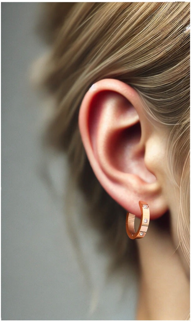 Innovative Rose Gold Huggies Earrings Hoops 2cm