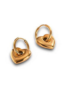 Passionate Gold Heart Huggies Earrings 12mm