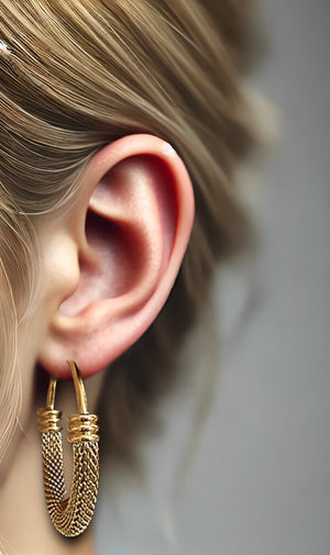 Gold Vintage Hoops Earrings 3.4cm