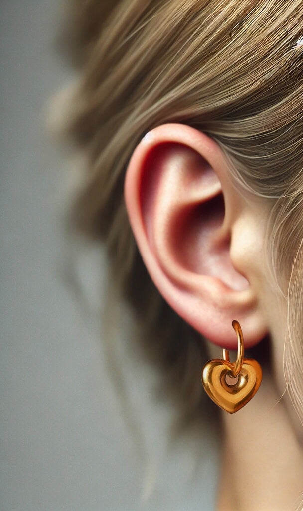 Passionate Gold Heart Huggies Earrings 12mm