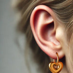 Passionate Gold Heart Huggies Earrings 12mm