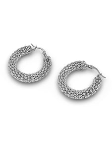 Silver Old Style Vintage Hoop Earrings 3.3cm