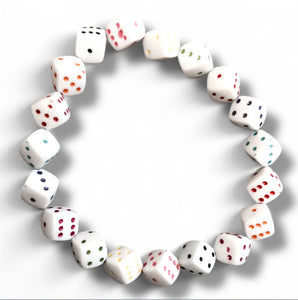 White Dice & Dot Charm Bracelet