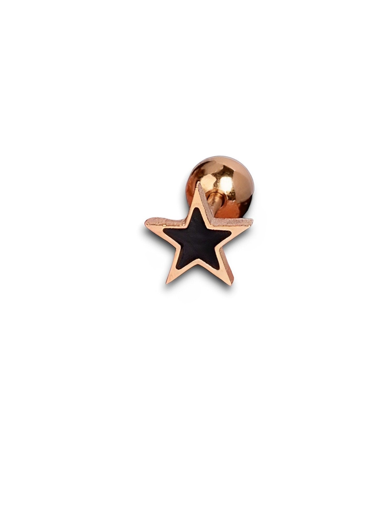 1 Piece Starry Gold and Black Star Stud Earrings 0.65cm