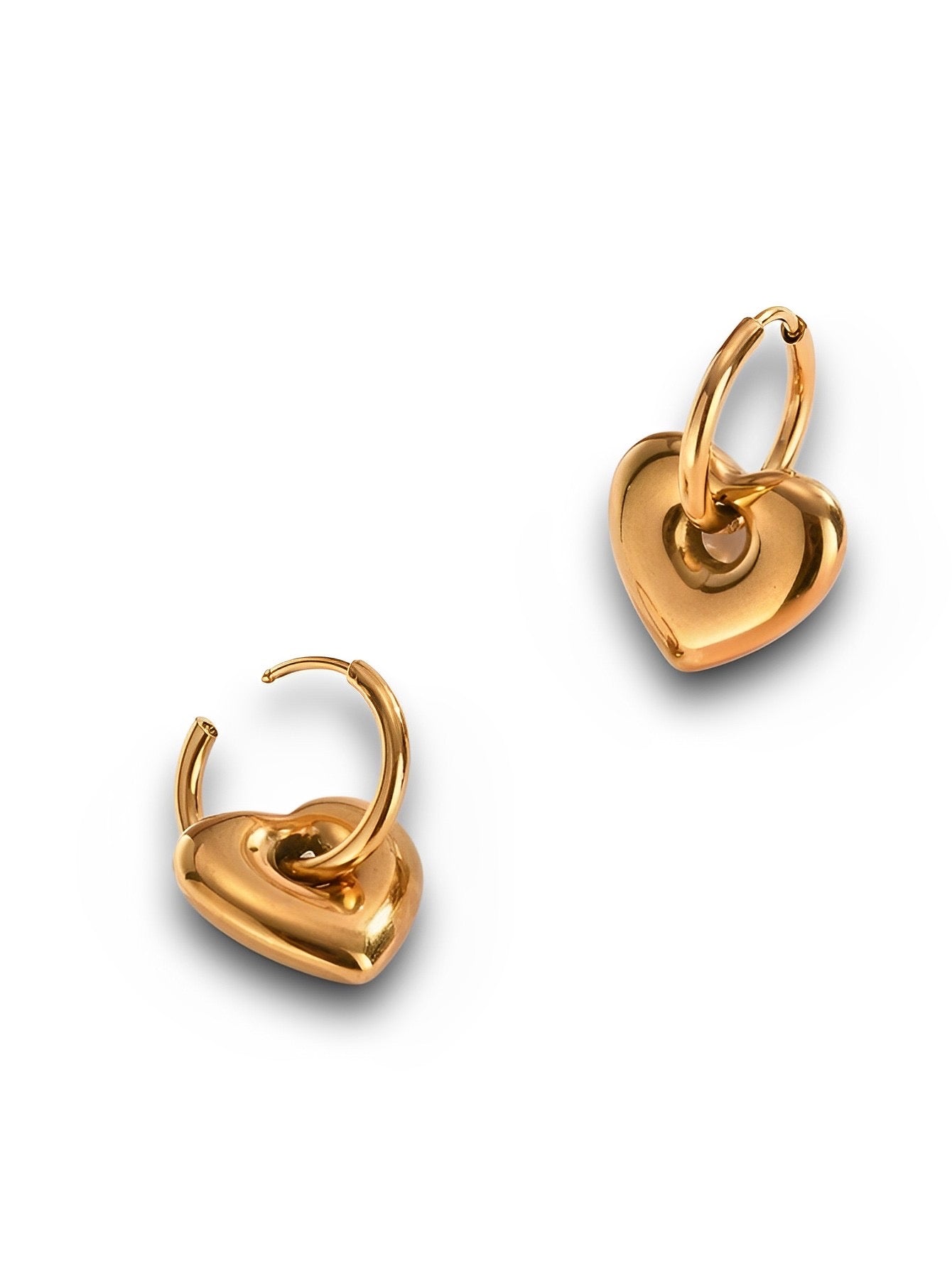 Passionate Gold Heart Huggies Earrings 12mm