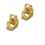 Artistic Gold Hexagonal Hoops Earrings