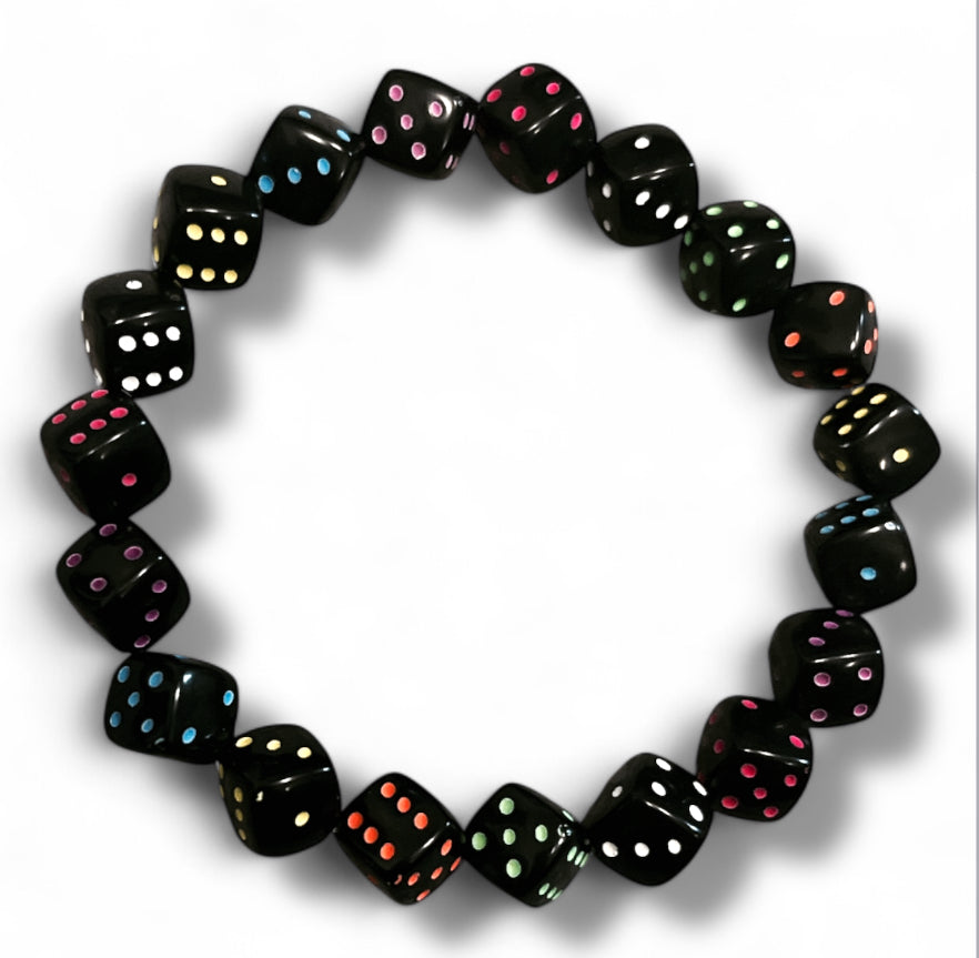 Black Dice & Dot Charm Bracelet