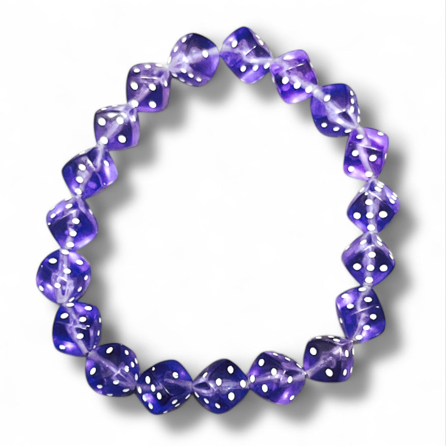 Purple Dice & Dot Charm Bracelet