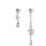 Celestial Double Silver Chain Stars Drops Earrings 30mm-60mm